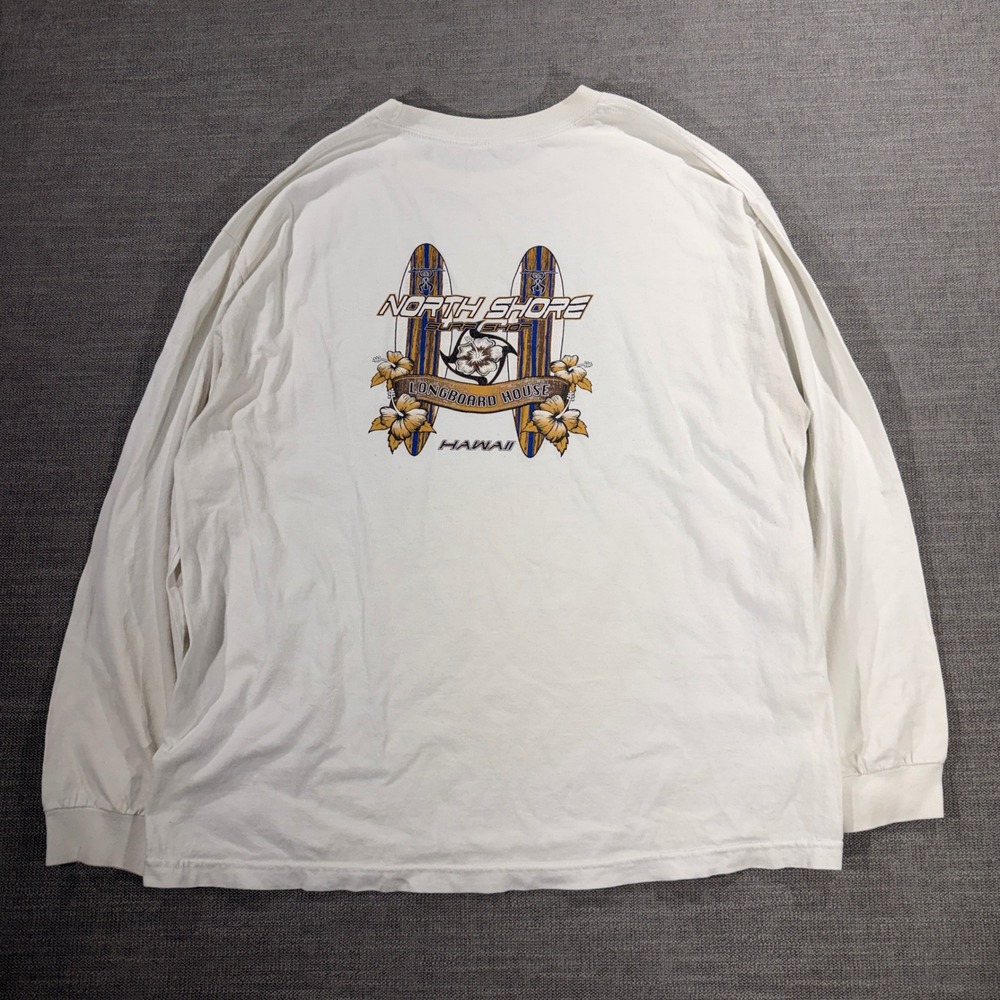 Alstyle North Shore Surf Shop T-Shirt Mens XL White Good Hawaii Long Sleeve Tee